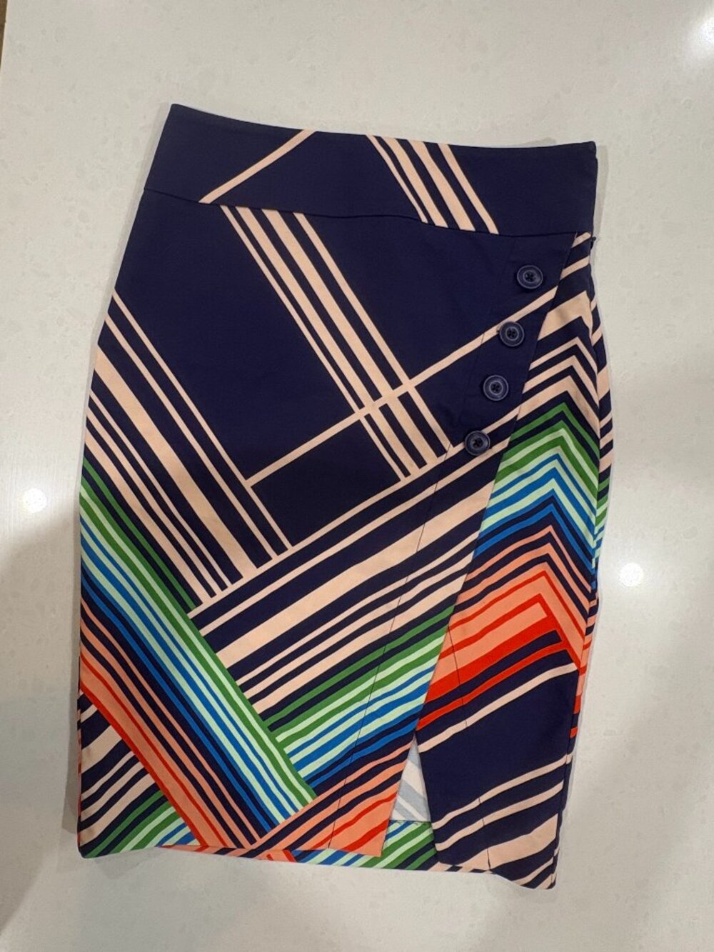 Bold Abstract Print Pencil Skirt High Waist Career Office Skirt